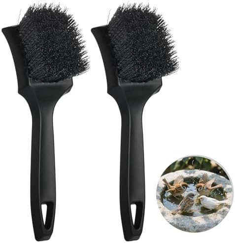 Bird Bath Cleaning Brush - Find Out Which One Makes Cleaning a Breeze 5 HFYZZ 2 Pcs Brush for Bird Baths Black Hard Bristle Cleaning Brush with Ergonomic Handle Utility Bird Bath Cleaner for Bird Feeder Bath Accessories Fountain Outdoor Cleaning
