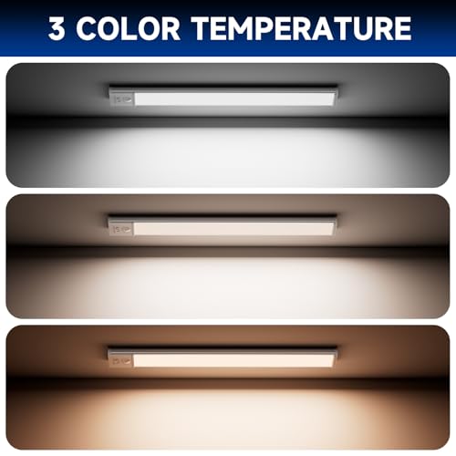 Image of Under Cabinet Lights,74 LED Rechargeable Battery Operated Motion Sensor Light Indoor, 2 Pack Under Cabinet Lighting Closet Lights,Suitable for Kitchen, Wardrobe, Stairs (White Light, 15.7inch)