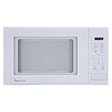 Magic Chef 0.9 Cubic Feet 900 Watt Small Stainless Countertop Microwave Oven for Compact Spaces w/ 6 Pre Programmed Cooking Modes, White