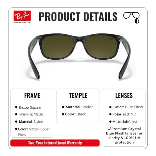 Image of Ray-Ban RB2132 NEW WAYFARER FLASH Square Shaped Sunglasses for Men & Women with Official RAYBAN Eyewear Kit