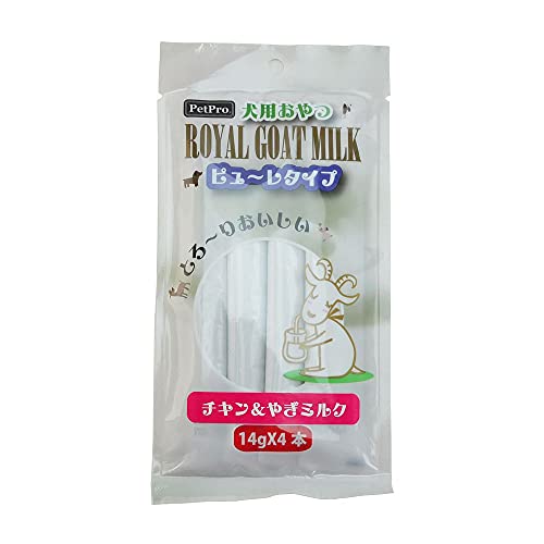 ペットプロジャパン ペットプロ ロイヤルゴートミルク犬 ピューレタイプ チキン&やぎミルク 14g×4本入り 犬用おやつ