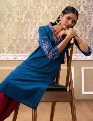 Image of Max Women's Cotton Blend Regular Fit Casual Kurta