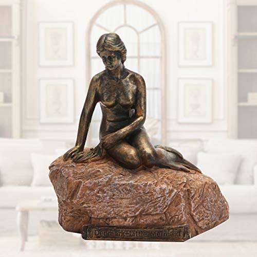 Amazon.co.jp: 人魚模造ブロンズ像樹脂小さな装飾クリエイティブ家の