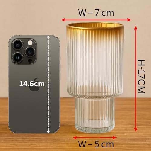 Image of ecofynd Glass Vase for Flowers Plants, Modern Decorative Vase for Home Decor Center Table, Bedroom, Living Room, Office Decoration, Wedding or Gifts, Luster Glass Vase, (GVASE019-WHT)