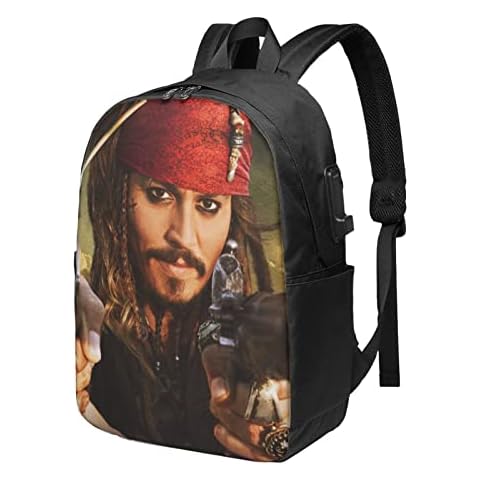 Johnny Depp Usb Backpack Travel Laptop Daypack Unisex Adjustable Bookbag Outdoor Sport Backpack For School Hiking Business Work 17 Inch Cover