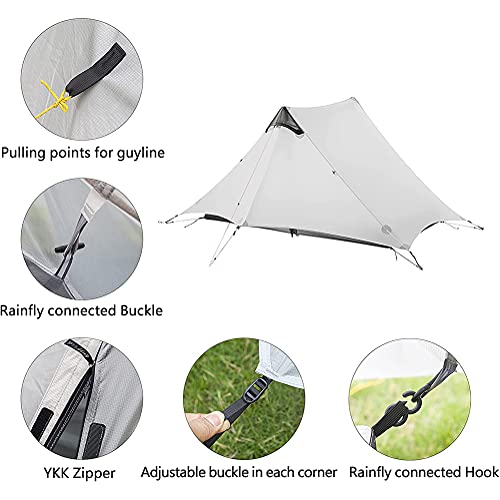 Carpa de camping ultraligera tipo pirámide para 2 personas miniatura 2