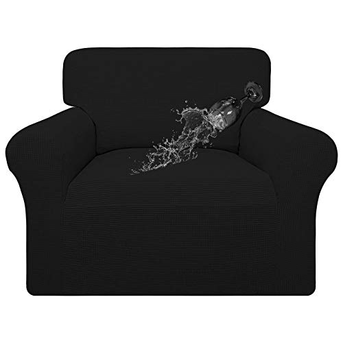 Image of Easy-Going 100% Waterproof Oversized Chair Couch Cover, Stretch Sofa Cover | Dual Waterproof Sofa Slipcover, Leakproof Furniture Protector Against Stain Spill from Kids, Pets, Dog, Black