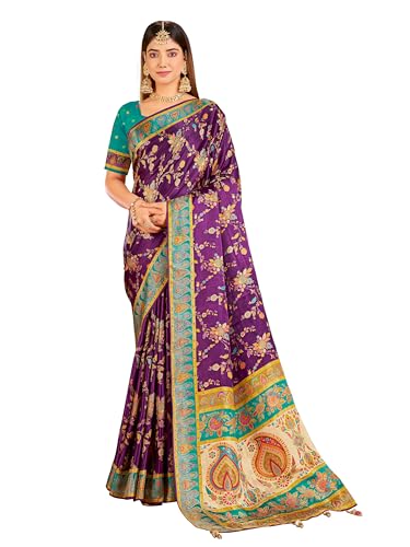 Image of Glory Sarees Women's Luxurious Dola Pure Silk Original Saree Position Print Work Madhubani Inspired Motifs Banarasi Kanjivaram Style Saree With Blouse Piece (Elegant101 Parent)