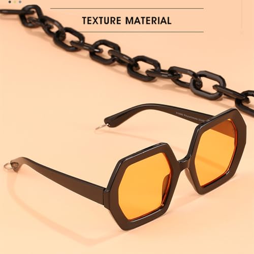 Lunettes de soleil à chaîne polygone au design géométrique et finitions rétro - 3