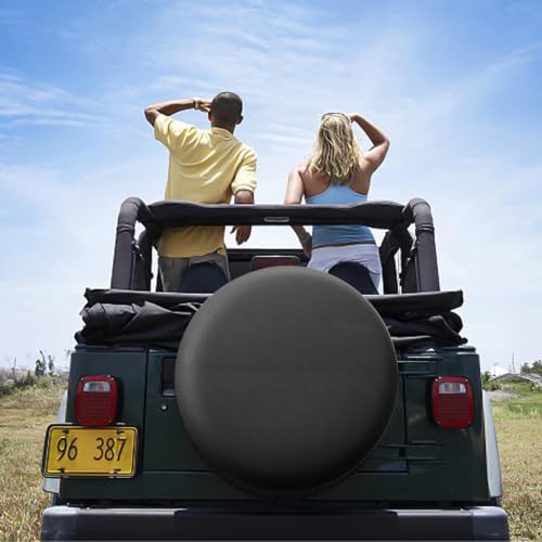 Image of Spare Tire Cover for RV Trailer, Waterproof Leather Wheel Cover | Black, 14 inch for Tire Diameter 25.59 inch-27.2 inch /65-69cm Camper Spare Tire Cover Fit for Jeep Wrangler Rv SUV Truck Travel Trailer