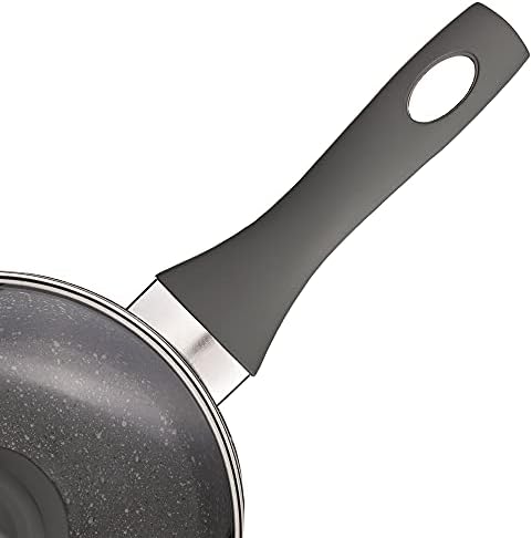 Schallen Anthracite Grey 5pce Kitchen Cookware Non Stick Frying Pan Saucepan Cooking Stock Pot Full Pan Set with Lids (Black Soft Handles)