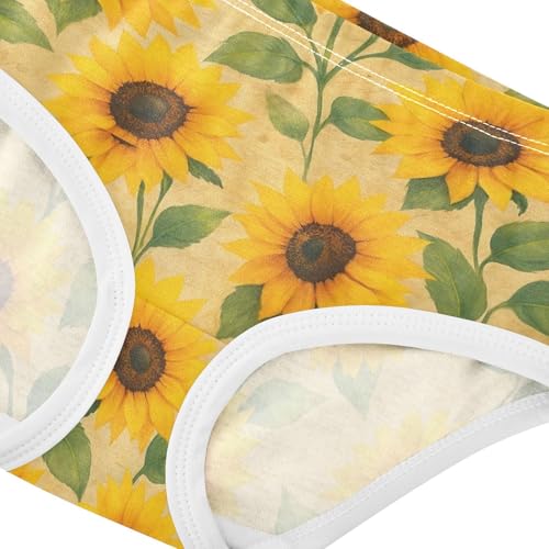 Joisal Florals Toddler Girls Underwear 2t Cotton Panties for Girl Vintage Yellow Sunflowers Kids Briefs Undies4