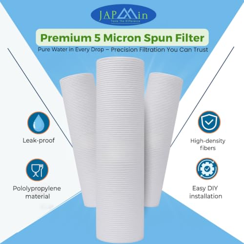 Image of Japmin PP Spun Filter | Pre Filter | Outer Filter Candle | High Density 90g Spun (5 Micron) Cartridge Compatible for Pre-Filter Housing of All Water Purifier | Pack of 1 Spun