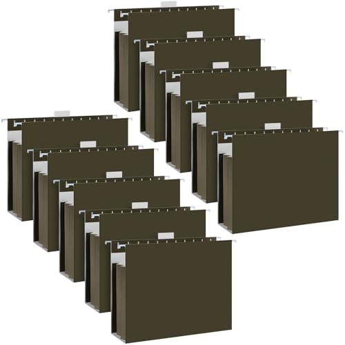 Nordun Plastic Hanging File Folder Extra Capacity,12 Pack Reinforced Hang Folders With Heavy Duty 2 Inch Expansion,Filing Cabinet Folders Letter - View #6