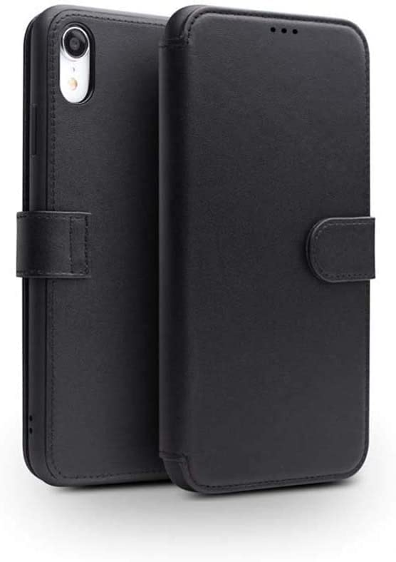 Étui en cuir véritable pour iPhone XR : la housse portefeuille premium noire