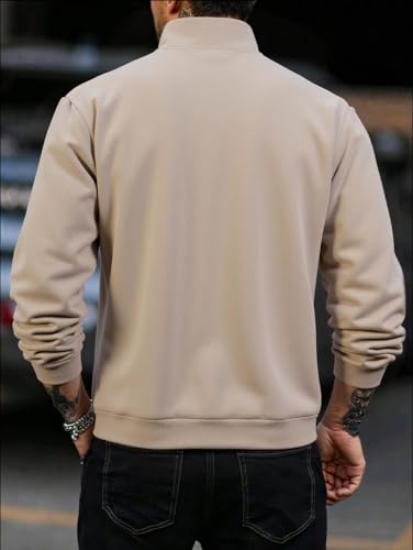 Quarter Zip Pullover Men Mockneck Sweatshirt No Hood Comfort Long Sleeve Golf Polo Shirts Fleece Pullover Sweater3