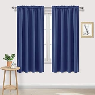 DWCN Blackout Curtains for Bedroom - Thermal Insulated & Privacy Protection Rod Pocket Window Curtains for Living Room 46 x 72 inches Long, Navy Blue, 2 Panels