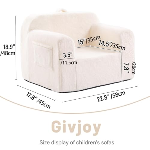 Givjoy Toddler Chair Plush Kids Couch, Comfy Kids Sofa Toddler Lounger Chair for Bedroom, Convertible Toddler Couch for Girls and Boys, Reading Chair for Kids by Givjoy - Image 2