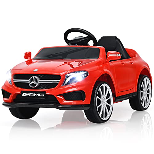 INFANS 12V Electric Kids Ride On Car, Licensed Mercedes Benz GLA45 Toy Car with Remote Control, MP3 Plug, USB, 2 Speeds, LED Lights, Battery Powered Toy Vehicle for Toddler Children (Red)