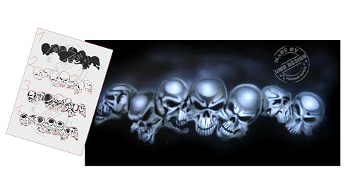AS-065 Skull Series Airbrushstencil Step by Step Size M