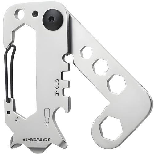 Fathers Day Dad Gifts from Wife Daughter Son, Keychain Multi-tool 6-in-1, Keychain Metal Pocket Tool Portable, Carabiner Clip Multitool Stainless Steel with Screwdriver, Ruler, wrench, Bottle Opener