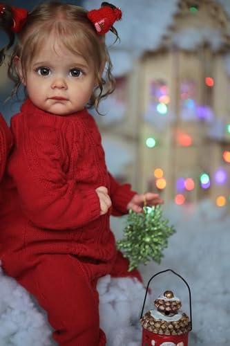 Anano Realistic Reborn Baby Dolls Maggie Soft Vinyl Cloth Body Kleinkind Puppe, die real aussehende lebensechte echte Baby-Puppen mit Hand Rooted Hair Geschenk für Kinder ab 3 Jahren – Bild 5