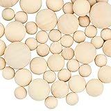 🎐【Set De Bolas De Madera】: 65 Bolas de madera en 4 tamaños, 30 piezas x 15mm, 20 piezas x 20mm, 10 piezas x 25mm y 5 piezas x 30mm.
