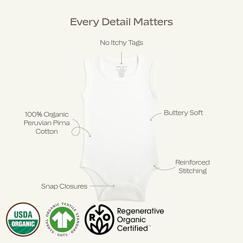 MON CHOU Sleeveless Baby Bodysuit 3-Pack - Ultra Soft 100% Pima Cotton - Organic Cotton Baby Clothes & Infant Clothes2