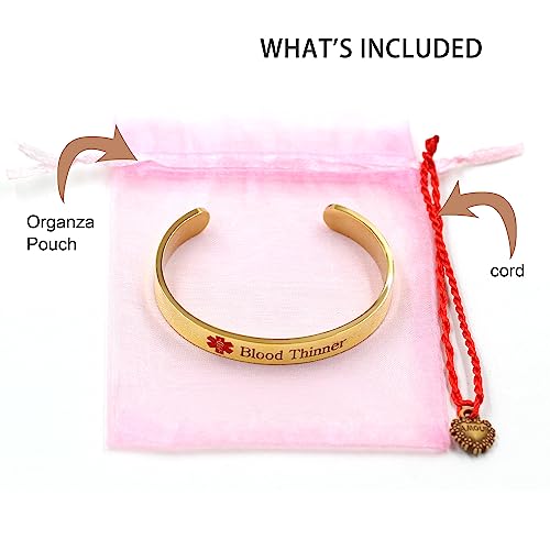 Image of Uloveido Custom Engraving Medical Alert Bracelets for Women, Stainless Steel Open Cuff Bangle Medical Bracelet Personalized Medical ID Bracelet