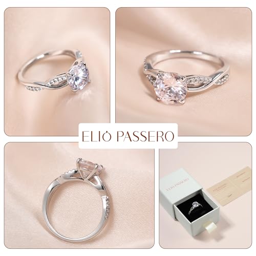 1CT CZ Engagement Rings for Women,Women's Round Cut Twisted Vine Wedding Bands Sterling Silver Engagement Promise Rings with 18K White Gold Plated Size 8.54
