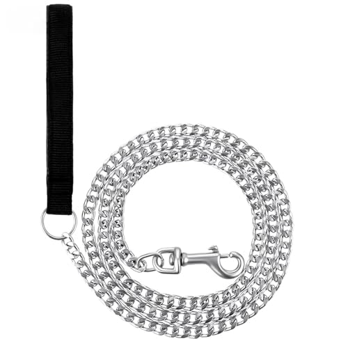 Chain Heavy Duty Metal Dog Leash 6FT Stainless Steel Cuban Link Chain Labor Chew Proof Pet Leash...