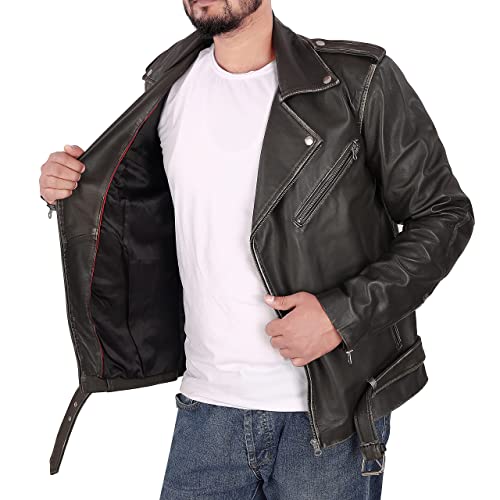 Image of Men Leather Jacket - Lambskin Winter Vintage Motorcycle Biker Jacket, Coat Soft & Stylish Moto Ride & Racing Jacket's