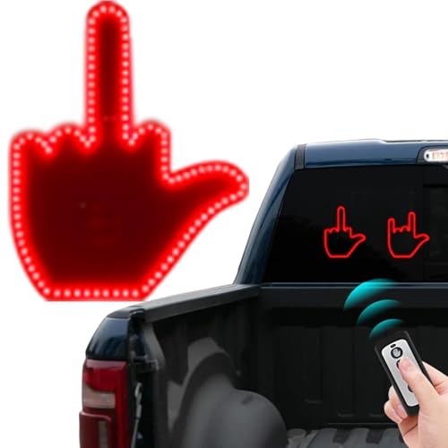 Keepdone Middle Finger Car Light - Glogesture Hand Light for Car,Light Up Middle Finger for Cars Window, Led Hand Gesture with Remote,Road Rage Hand Led Sign, Fun Truck Accessories