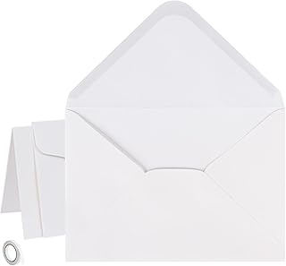 Mocraft 60 White Seal Envelopes Set with Kraft Paper Card Folded Blank Cards with Envelope for Greeting Cards Invitation