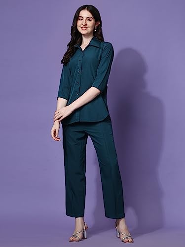 Image of Sheetal Associates Women's Solid Casual Co ords Set 2 Piece Open top & Pant Set