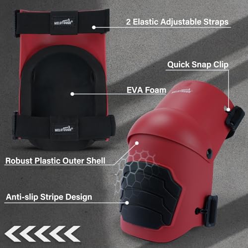 Image of MELOTOUGH Knee Pads for Work,Construction,Flooring,Gardening-Comfortable and Flexible(Red)
