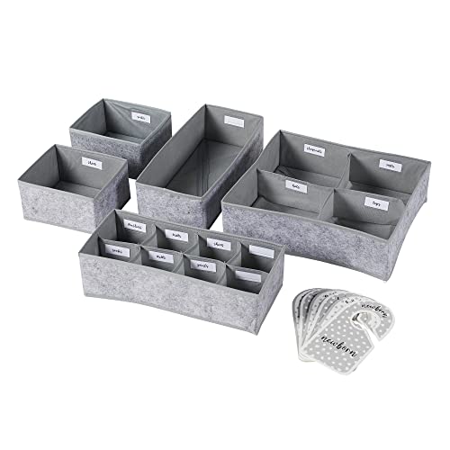 Ickle Bubba Nursery Drawer & Wardrobe Organiser Set, 5 Storage Boxes, 6 Hanging Dividers & 15 Labels