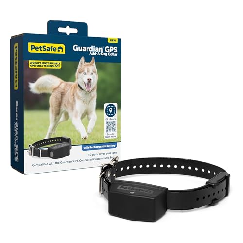 PetSafe Guardian GPS Connected Customizable Fence Add-A-Dog Collar - Rechargeable & Waterproof Adjustable Receiver Collar for GPS Fence - for Dogs 5lb+