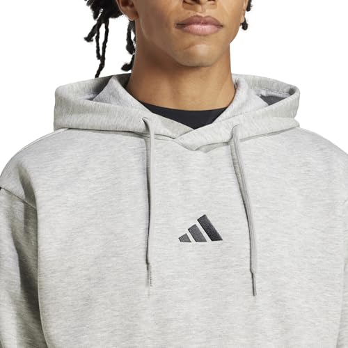 Image of adidas Men's Essentials 3-Stripes Fleece Hoodie, Medium Grey Heather /Black, Large
