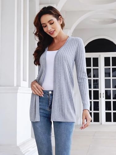 Women's Long Sleeve Cardigan Classic Ribbed Knit Sweaters Outwear