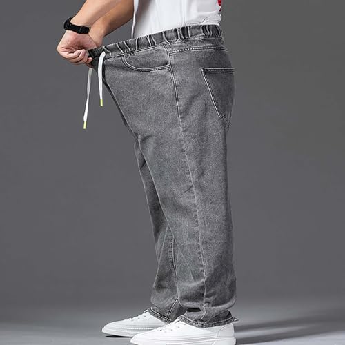 Mens Drawstring Baggy Jeans – Casual Loose Fit Wide Leg Denim Trousers with Elastic Waistband2