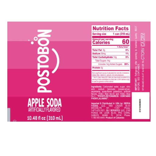 Gaseosa Manzana Postobón – 12 Pack (10.5fl oz Each Can) – Colombian Apple-Flavored Soda – Imported from Colombia