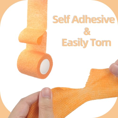 12-Pack Self Adhesive Bandage Wrap 1 Inch x 5 Yards, Elastic Athletic Tape, Tattoo Grip Tape, Non Woven Medical Tape for First Aid, Sports, Wrist, Ankle, Vet Wrap for Pets (Multi-Color)