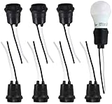 Harrier Hardware Weatherproof Pigtail Lamp Holder, Medium Base, 8 Pack, Black up to 660 Watt