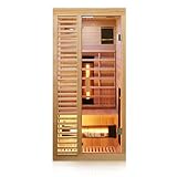Dewello Infrarotkabine Infrarotsauna Infrarotkabine Hamlin 90x90cm für 1 Person aus Hemlock Holz mit Vollspektrumstrahler