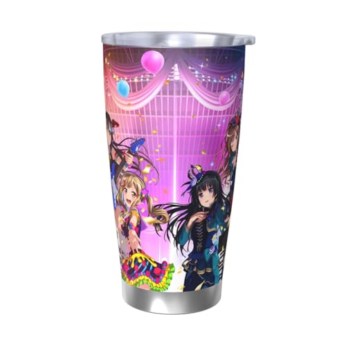Bang Dream! 水筒 真空断熱ケータイマグ 600ml ステンレスボトル 車用 直飲み 保温 保冷 フタ付きコーヒーカップ アウトドア 車のネイブに最適 スポーツタイプ ステンレスクールボトル 軽量 隔? 水筒 男の子 女の子