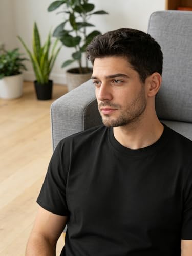 Image of Little Beauty 5 Pack Men's T-Shirts Crew Neck Short Sleeve Cotton Tee Casual Summer Tops