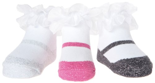Baby Emporio 3 pares de calcetines para bebé niña - Suelas antideslizantes - Algodón suave - Con bolsita regalo - Efecto zapatillas - 0-9 meses (0-12 Meses, MARY JANE SPARKLE)