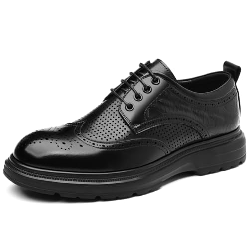 Zapatos de vestir piel hombre tipo brogue con punta redonda y suela de plataforma antideslizante