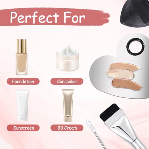 Makeup Mixing Palette Korean Set with Foundation Brush and Spatula, Professional Stainless Steel Heart Makeup Palette Reusable Beauty Tools for Facial Cosmetic,Nail Art,Pigment Blending - Image 8